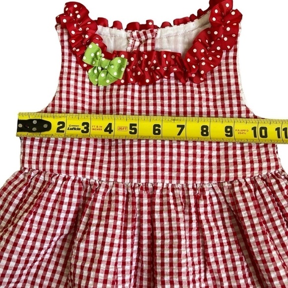 Emily Rose Girls Red White Gingham Seersucker Summer Dress Watermelon Size 3T - Picture 8 of 14